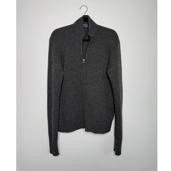 Polo Ralph Lauren Other - Polo Ralph Lauren 100% Lambswool Sweater Gray Full Zip Natural Fiber Knit